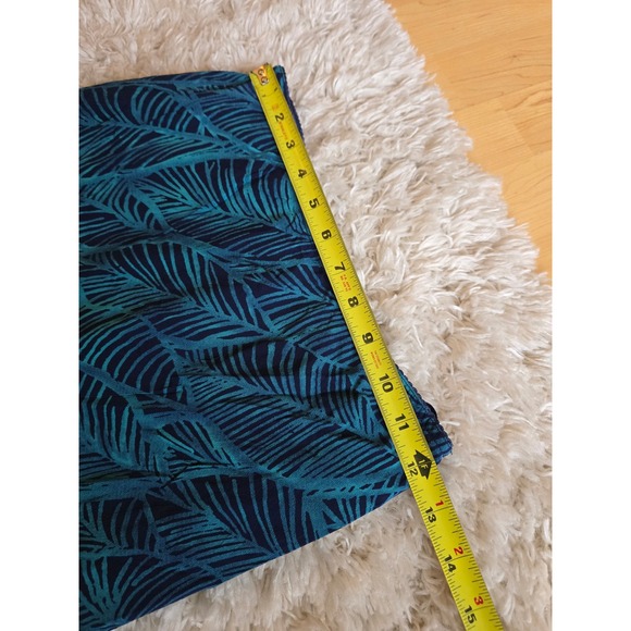 EXPRESS‎ Teal Navy Leaf Print Maxi Skirt Flowy Beach Vacation Resort Size S - Picture 5 of 10